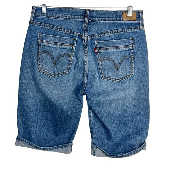 Levi’s 515 Bermuda Jean Shorts Size 6 Mid Rise Denim Cuffed Stretch - Picture 2 of 5